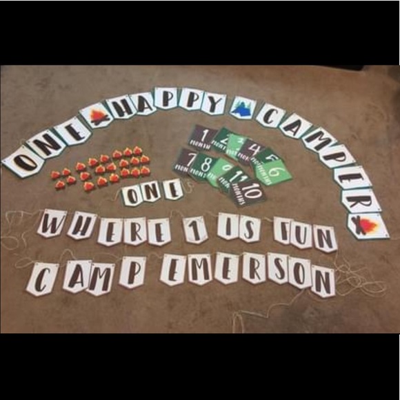 “One” Happy Camper Handmade birthday decor lot